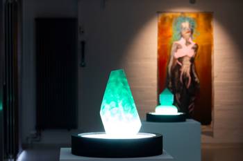 Works of art in a gallery space.